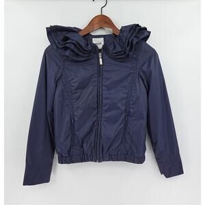 MOSCHINO TEEN Jacket Small 12Y Blue Ruffled Neckline Layered Windbreaker Cosplay
